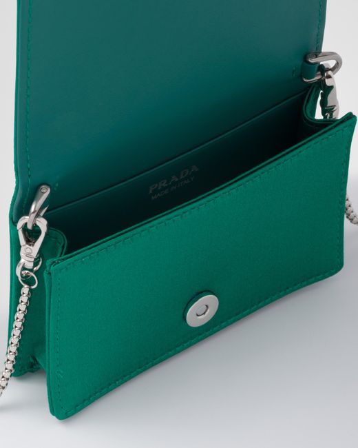 Prada Green Crystal-embellished Chain Wallet