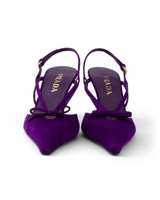 Prada Purple Suede Slingback Pumps