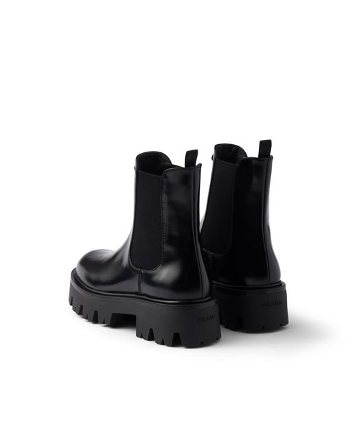 Prada Black Brushed Leather Booties