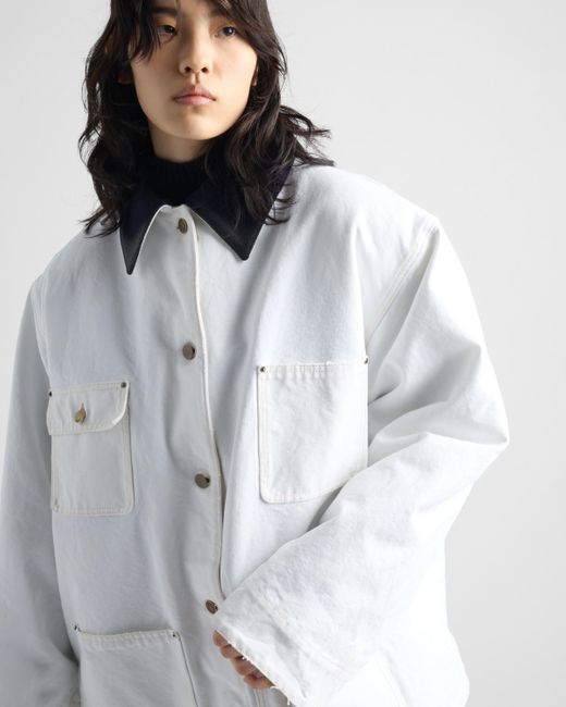 Prada White Technical Canvas Blouson Jacket