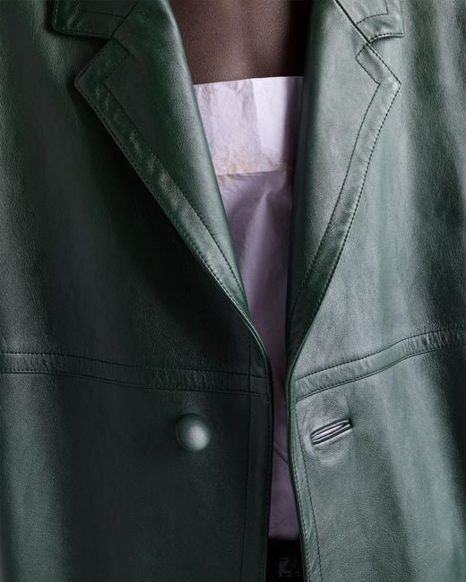 Prada Green Leather Coat for men