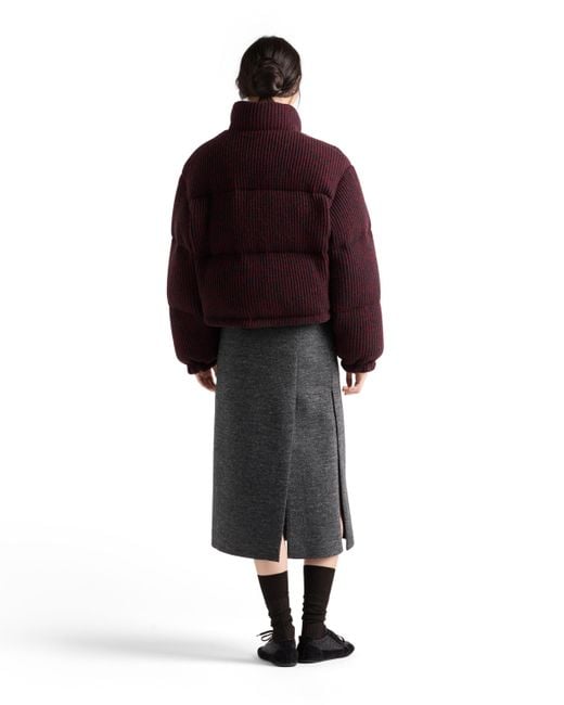 Chaqueta Corta De Plumón, Lana Y Cachemir, Mujer, Talla Prada de color Red