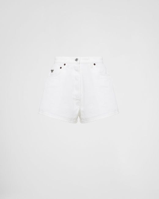 Prada White Bull Denim Shorts