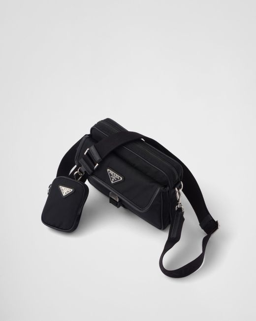 Prada Black Re-nylon And Saffiano Leather Shoulder Bag for men