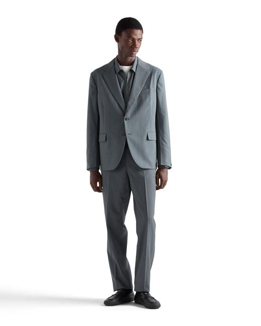 Prada Blue Single-Breasted Wool Jacket for men