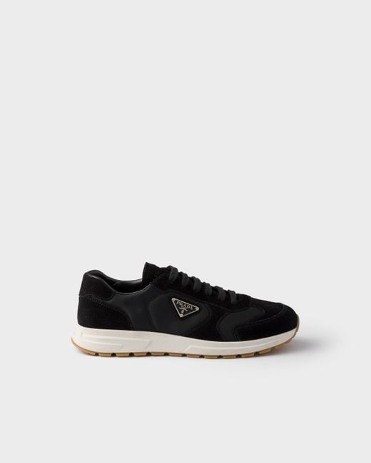 Prada Black Prax Suede And Re-Nylon Sneakers, Size 5 for men