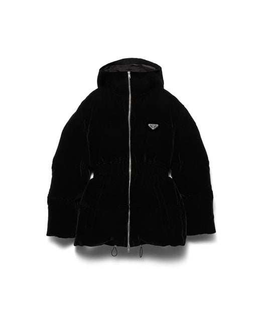 Prada Black Velvet Down Jacket