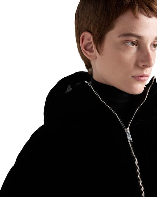 Prada Black Velvet Down Jacket