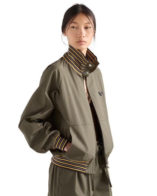 Prada Green Poplin Turtleneck Jacket