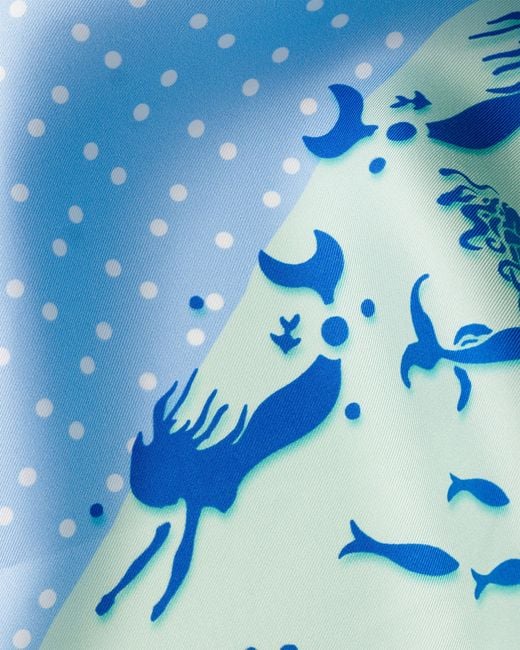 Prada Blue Printed Silk Twill Scarf 55