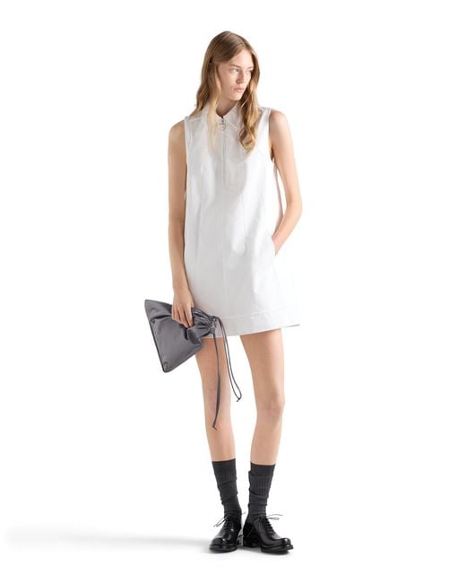 Prada White Chino Zipper Mini-Dress