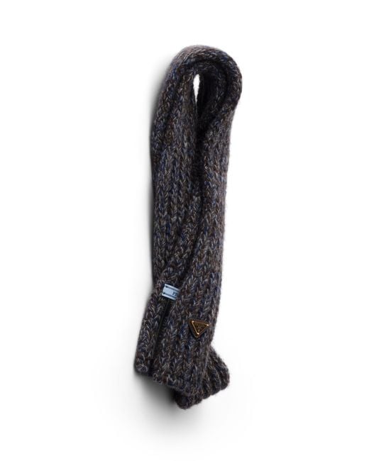 Prada White Wool And Mouliné Cashmere Scarf