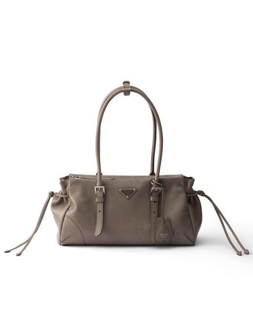 Prada Gray Bonnie Medium Antiqued Leather Tote Bag