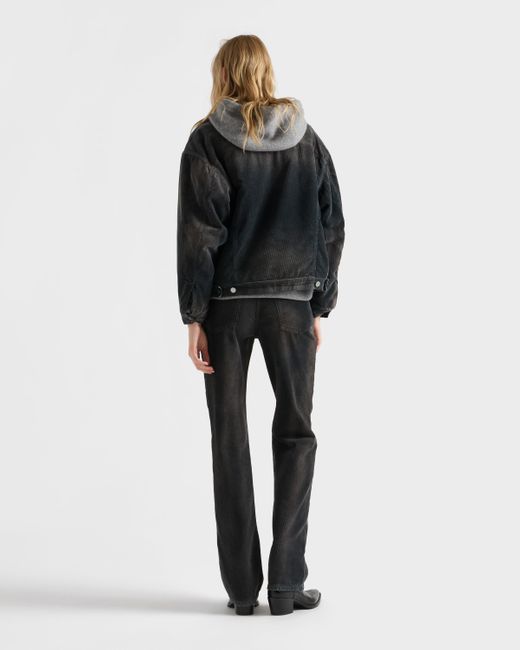 Prada Black Five-Pocket-Hose Aus Cord
