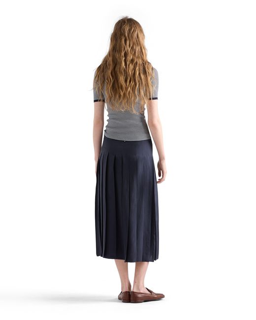 Prada Gray Striped Silk Crew-Neck Sweater