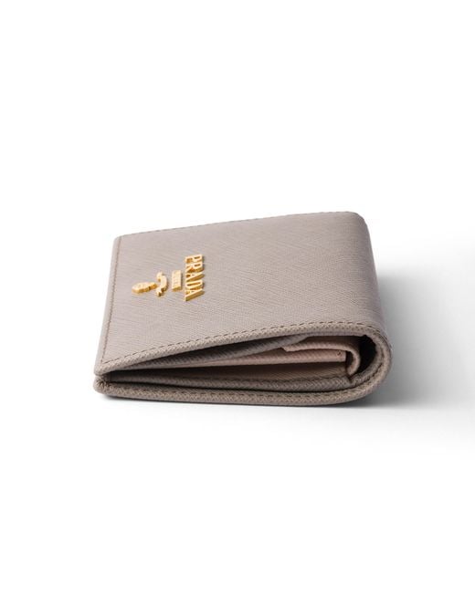 Prada White Small Saffiano Leather Wallet, Clay/Water Lily