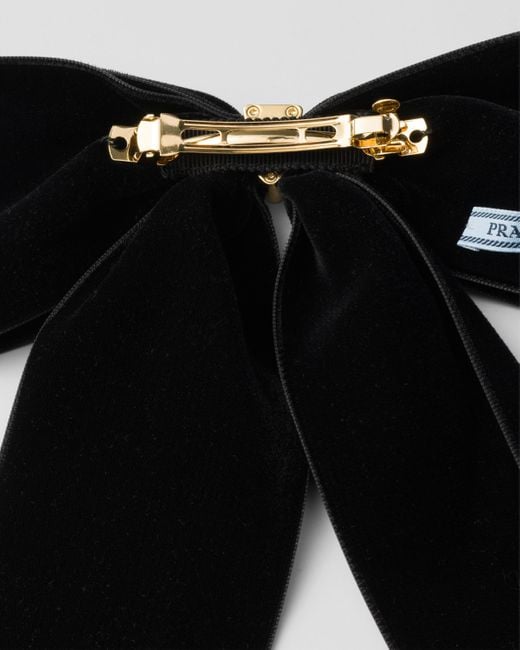 Prada Black Velvet Bow Hair Clip