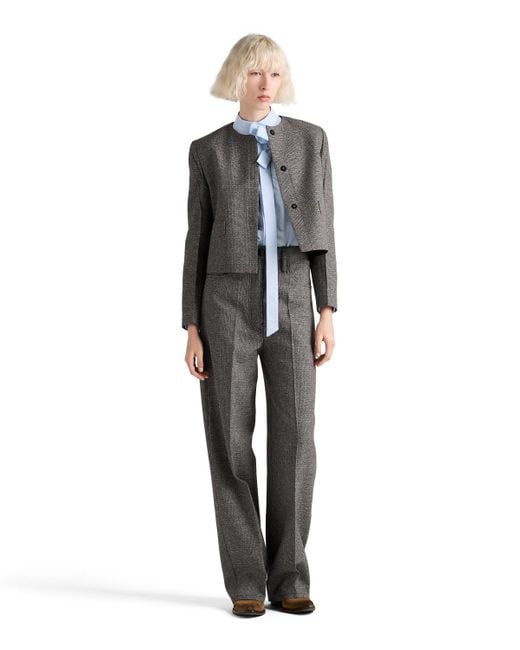 Chaqueta De Botonadura Simple Mouliné Príncipe De Gales, Mujer, Talla Prada de color Gray