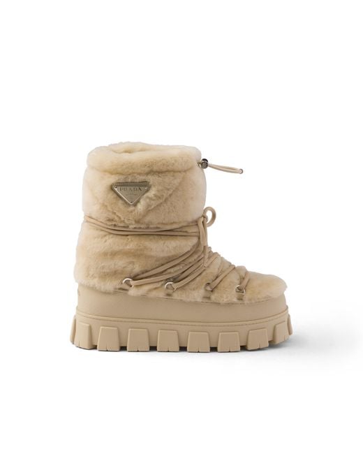 Prada Natural Shearling Après Ski Booties