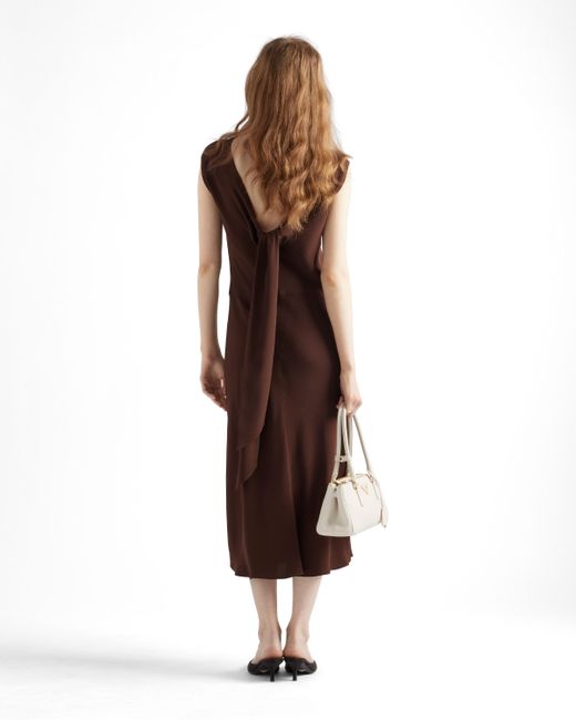 Vestido Midi De Crepé De Satén Prada de color Brown