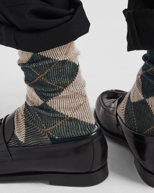 Prada Multicolor Argyle Cotton Ankle Socks for men