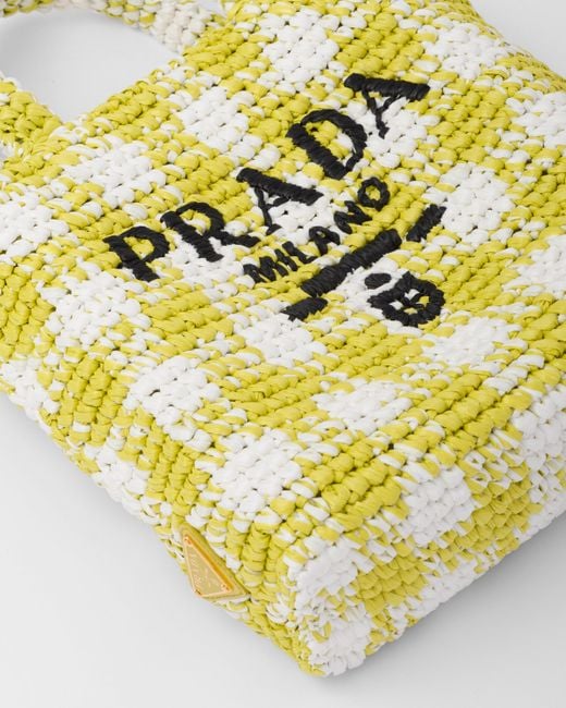 Prada Small Crochet Tote Bag in Yellow
