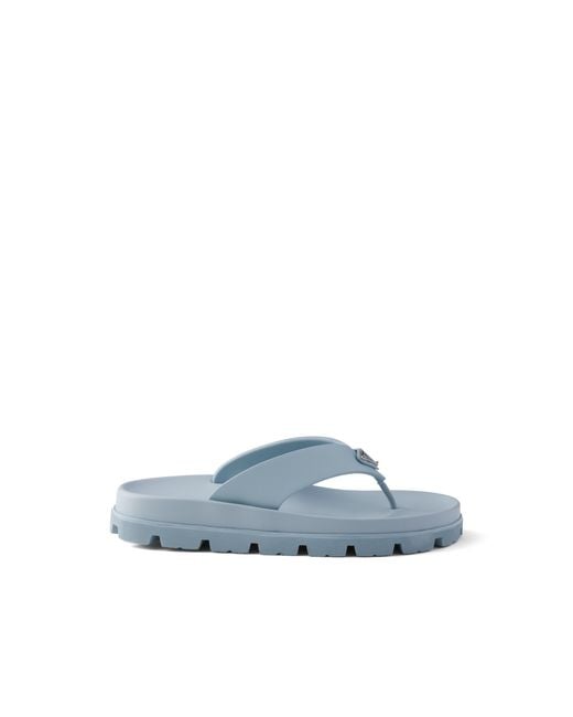 Prada Blue Rubber Thong Sandals