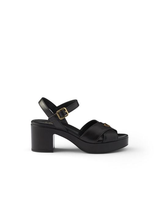 Prada Black Nappa Leather Platform Sandals