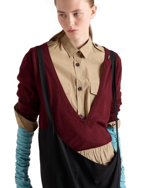 Prada Red Cashmere V-Neck Sweater, Amaranth