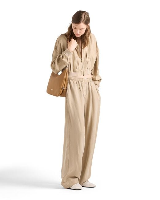 Prada Natural Cropped Old Silk Bomber Jacket