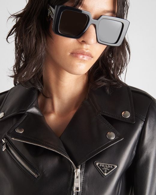 Prada Black Nappa Leather Biker Jacket