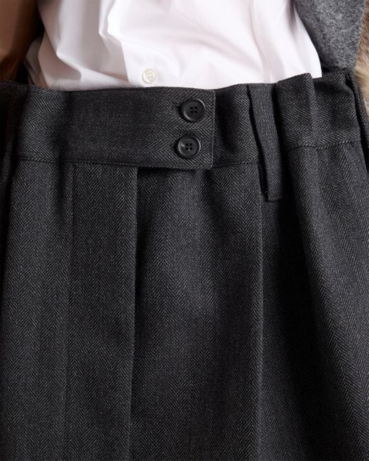 Prada Black Chevron Wool Mini Skirt