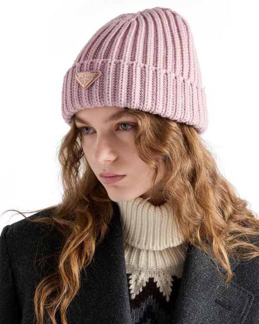 Prada Pink Wool Beanie