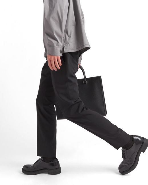 Prada Blue Light Stretch Wool Pants for men
