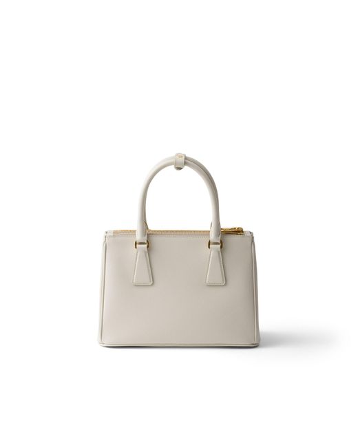 Prada White Galleria Small Saffiano Leather Bag, Chalk