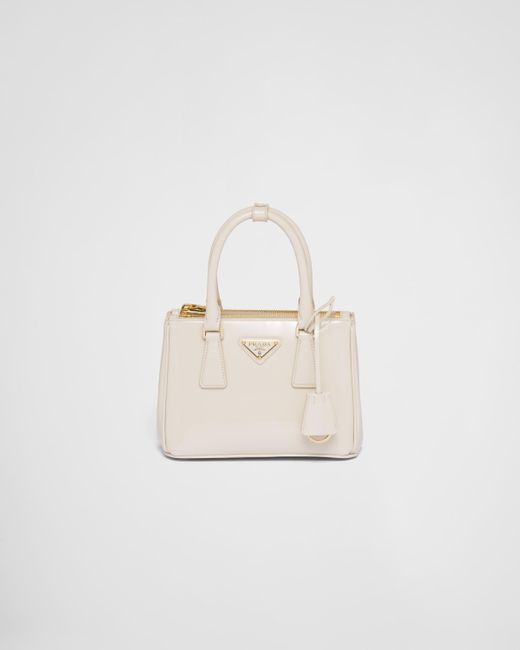 Prada White Galleria Patent Leather Mini Bag