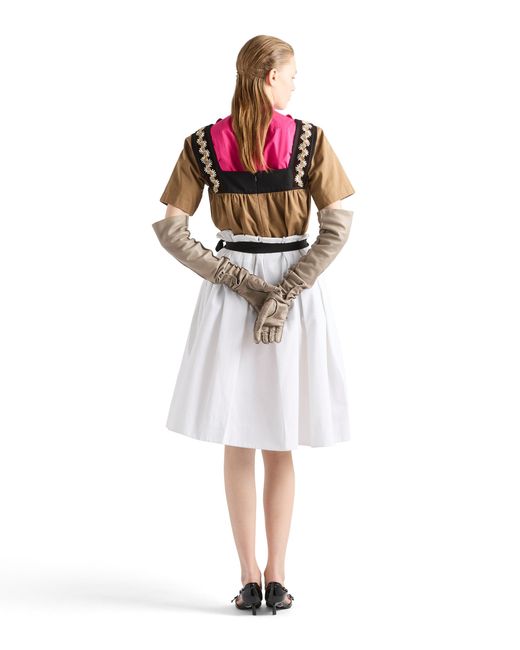 Prada Brown Embroidered Old Gabardine Top