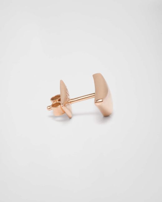 Prada White Eternal Gold Nano Triangle Mono Earring In Pink Gold