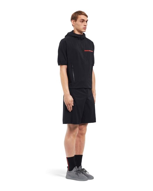 Prada Blue Light Bi-stretch Short-sleeved Jacket for men