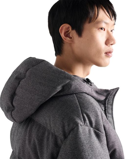 Prada Gray Medium-Weight Wool Down Jacket for men