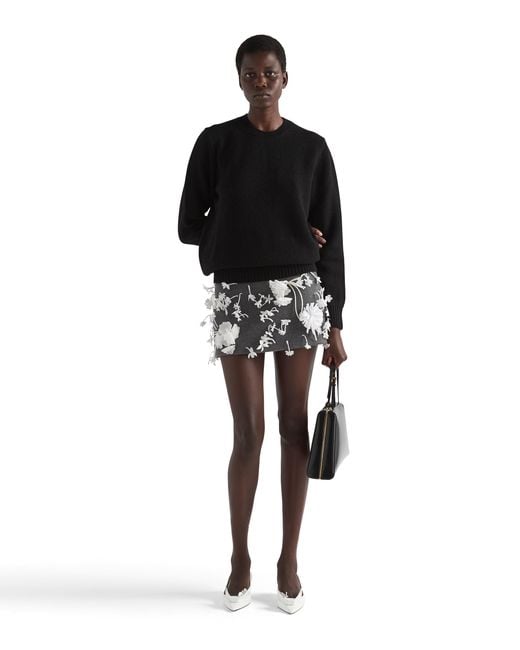Prada Black Wool And Cashmere Crew-neck Sweater
