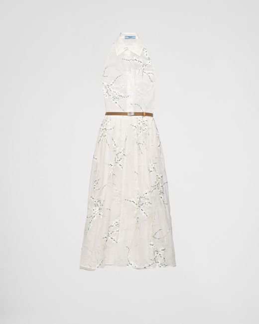 Prada White Embroidered Organza Dress