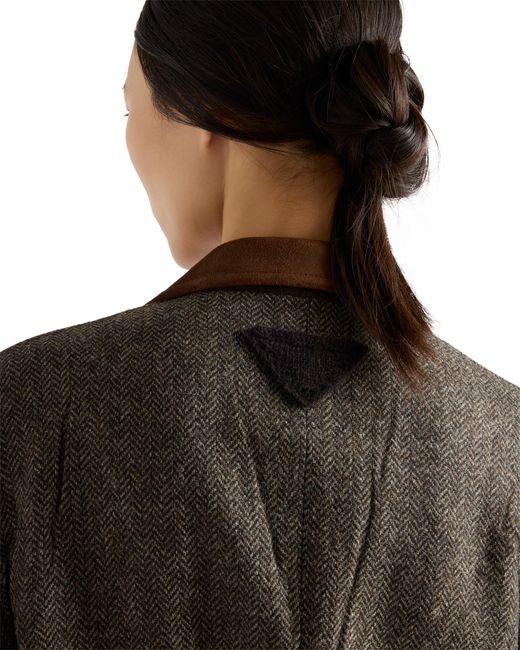 Prada Brown Single-Breasted Shetland Wool Chevron Jacket