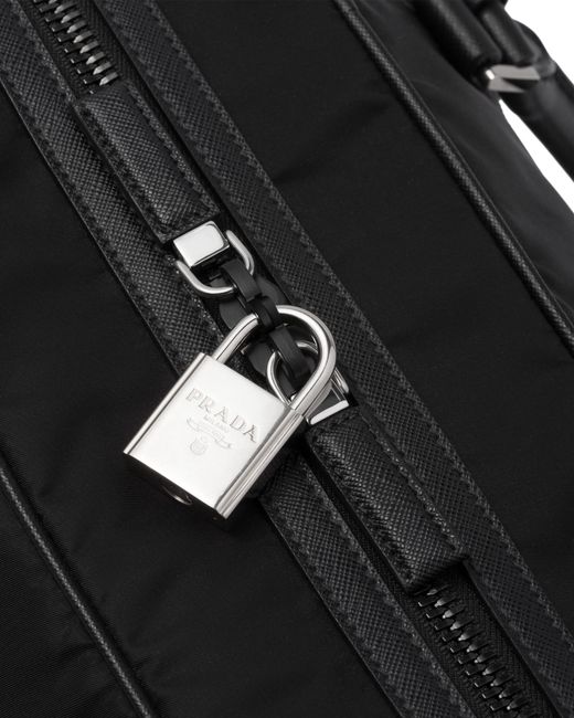 Prada Black Re-Nylon And Saffiano Leather Duffel Bag