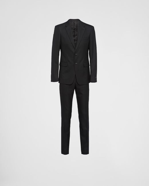 Prada Black Single-breasted Wool Suit for men