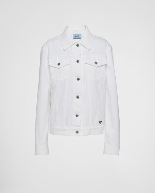 Prada White Bull Denim Blouson Jacket