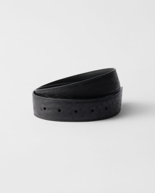 Ceinture En Cuir D'Autruche Prada pour homme en coloris Black