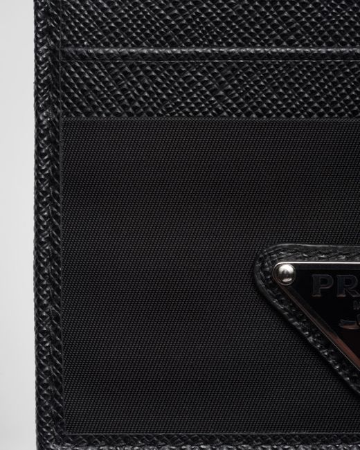 Prada White Re-Nylon And Saffiano Leather Card Holder for men