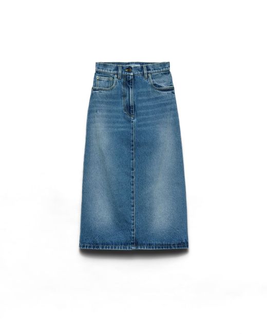 Prada Blue Flared Denim Skirt