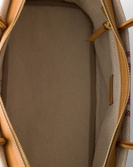 Prada Pink Large Canvas And Leather Tote Bag